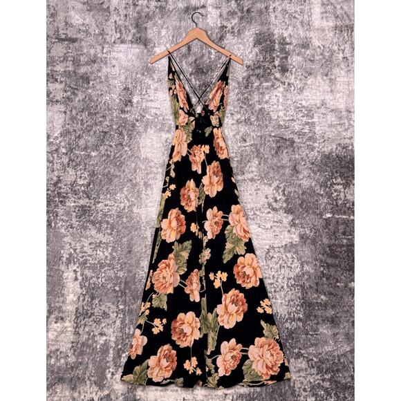 Reformation Dress 2 Womens Dima Black Floral Flowy Maxi - Picture 3 of 8